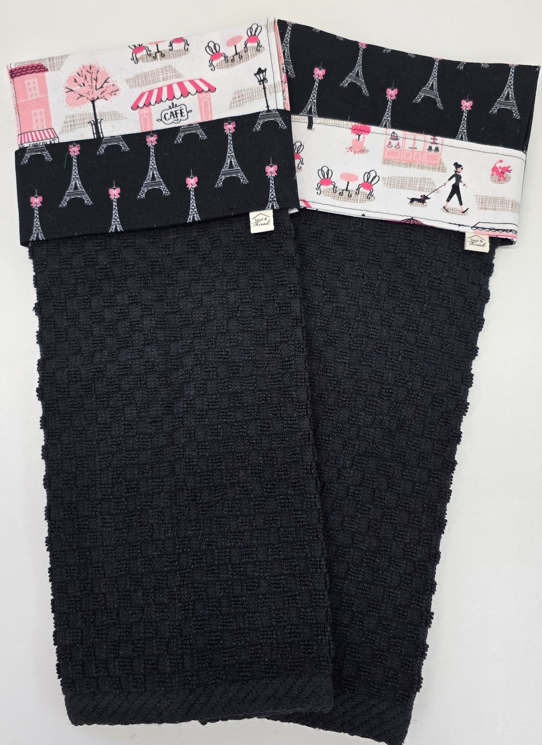 Both Café de Paris hanging towel designs