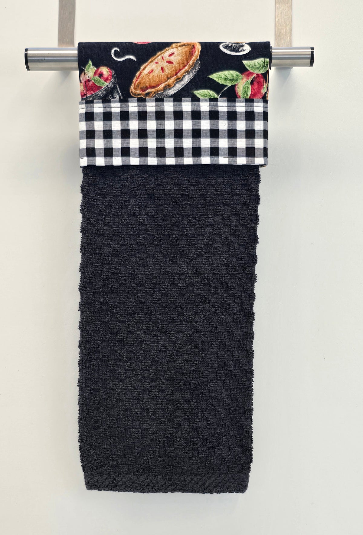 Orchard Harvest Hanging Kitchen Towel - Black Gingham Band