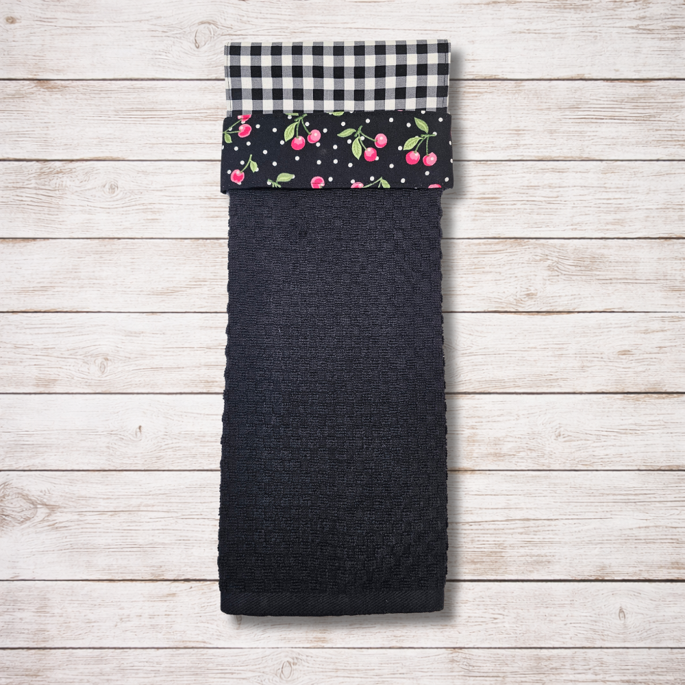 Cherries Jubilee Hanging Kitchen Towel - Cherry Band