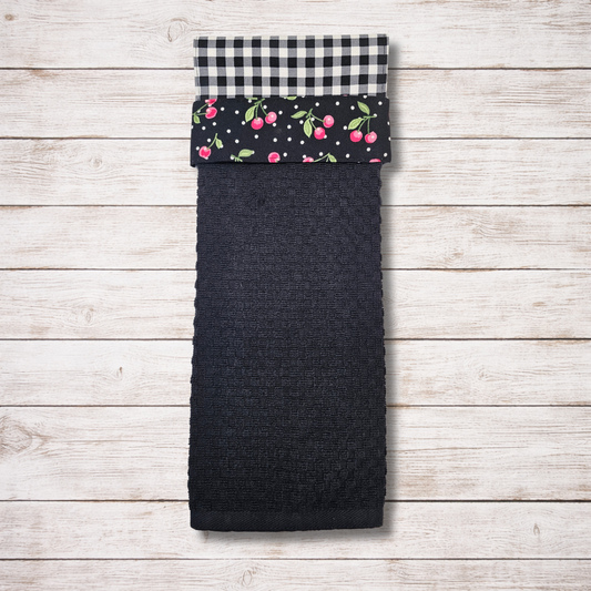 Cherries Jubilee Hanging Kitchen Towel - Cherry Band