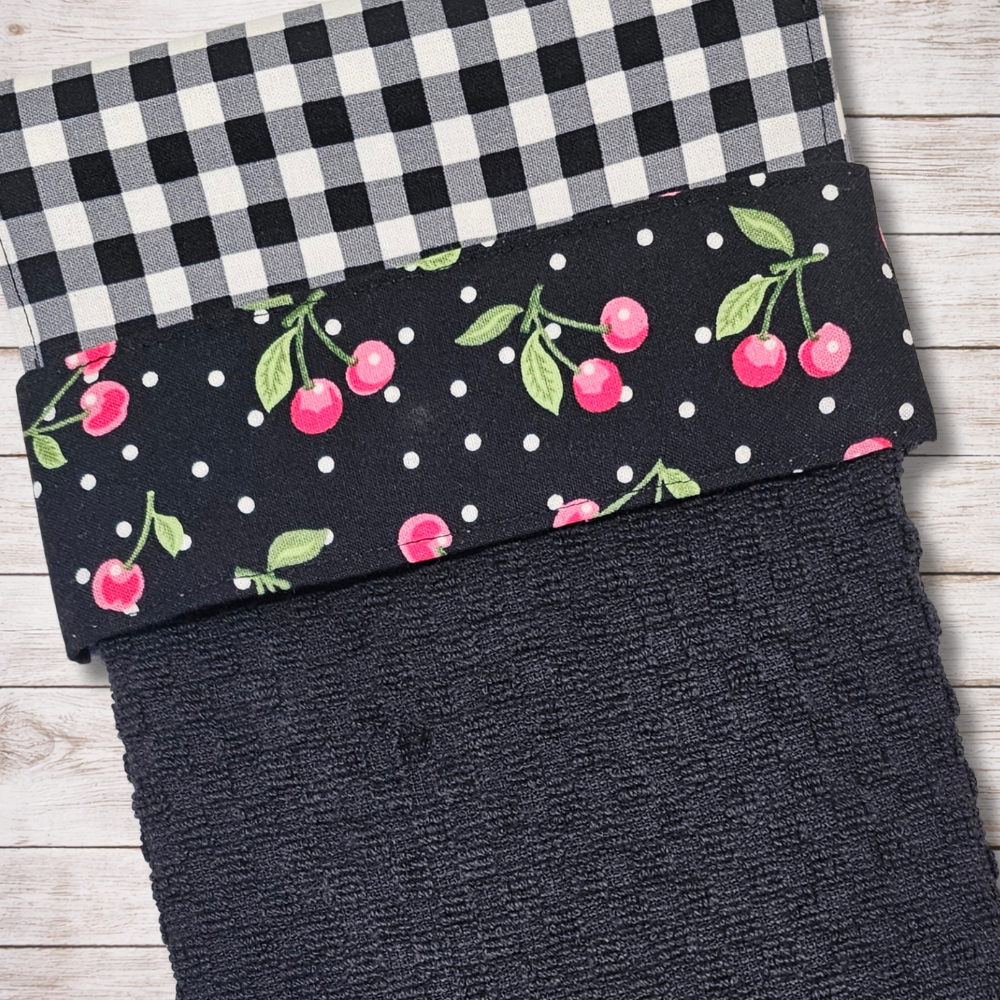 Cherries Jubilee Hanging Kitchen Towel - Cherry Band